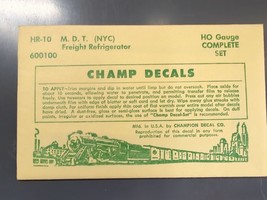 Vintage Champ Decals No. HR-10 M.D.T. NYC Freight Reefer HO - $14.95