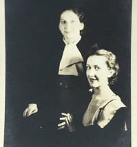 c1930 Original Ladies In Moody Black Backdrop Photo Black White With Silvering - £7.86 GBP