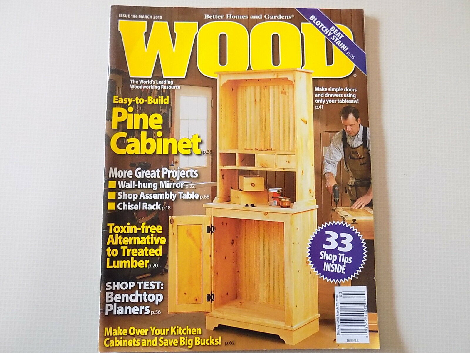 Primary image for WOOD MAGAZINE Issue 196 March 2010 Pine Cabinet, Wall Hung Mirror Chisel Rack