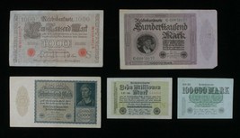 1910-1923 Alemania 5-Notes Alemán Empire &amp; Entre República 1000-10 Million - £39.56 GBP