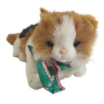 Vtg Plush Commonwealth Calico Cat Christmas Gingham Dog Stuffed Animal 1990 11&quot; - £8.68 GBP