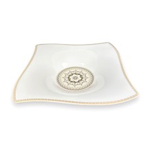 NEW Villeroy &amp; Boch Samarah Bone China Gold Trim Square Wave Soap Serving Bowl - £83.09 GBP