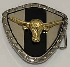 Men Silver Metal Western Belt Buckle Texas Lone Horn Cow Gold Bull Rodeo... - £12.72 GBP