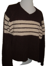 Vintage Limited America Womens Wool Blend V neck Brown Stripe pullover S... - £15.63 GBP
