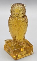 VTG Degenhart Glass Translucent Honey Yellow Wise Owl Books Figurine Paperweight - £24.56 GBP