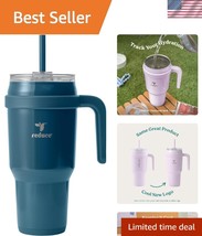 40 oz Stainless Steel Travel Tumbler with Handle &amp; Straw - Cold Drinks A... - $43.50