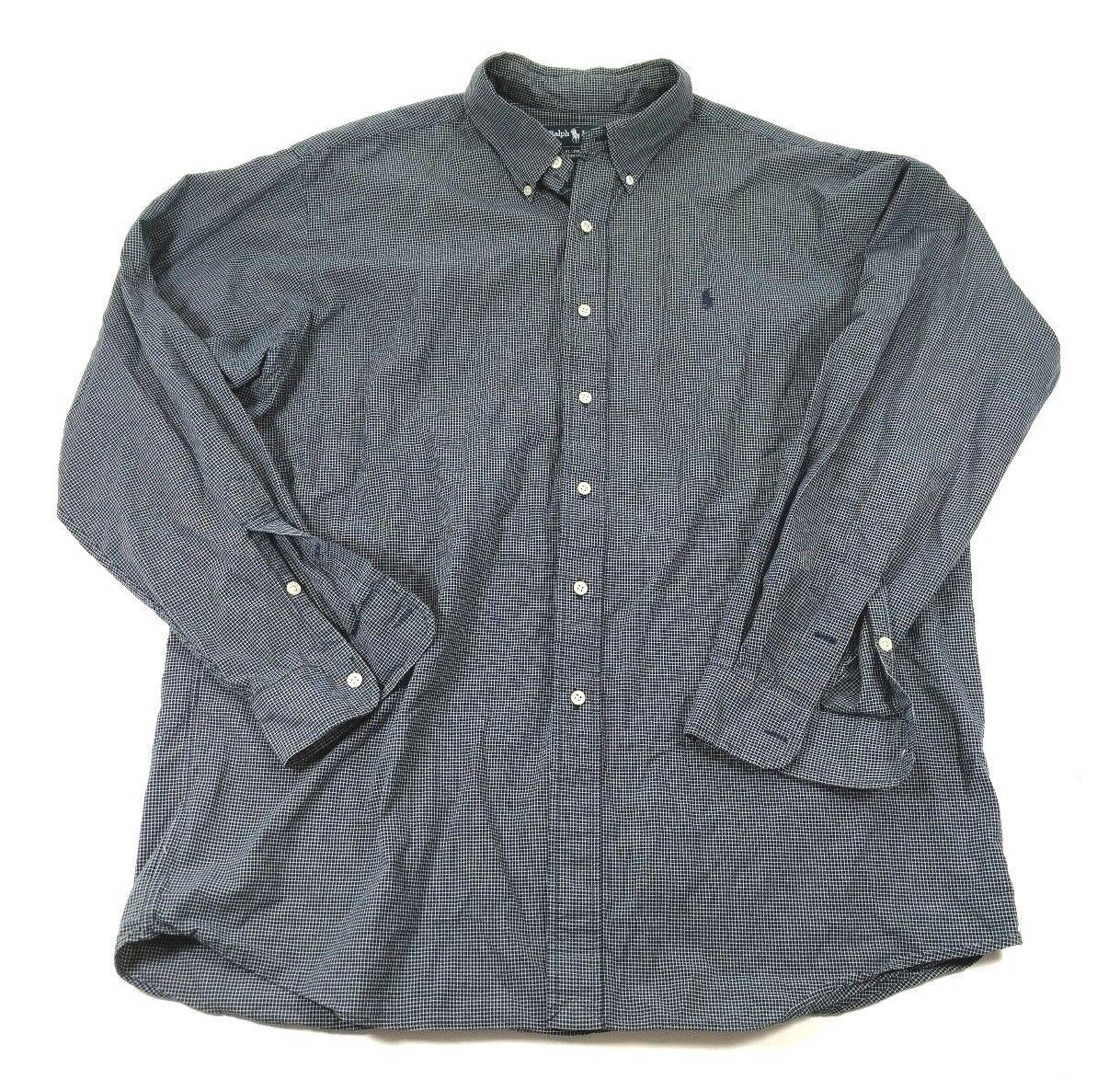 Ralph Lauren Mens Long Sleeve Button Front Shirt Ellington Black Checks Size XL  - £11.78 GBP
