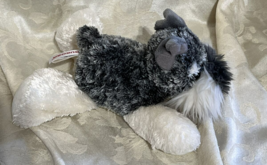 Aurora Puppy Dog Schnauzer Stuffed Plush Gray White Toy Grey 8&quot; Floppy pet - £10.85 GBP