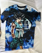 Dragon Ball Z Goku Youth Large Graphic T Crew Neck Tee Cool Blue - £14.86 GBP