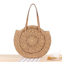 Fashion Woven Bag Women Round Summer Beach Shoulder Bag Women Vintage Straw Bag  - £21.63 GBP