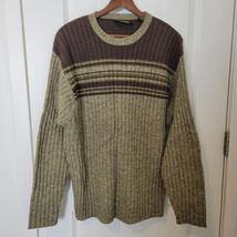 VTG Timberland Mens 100% Wool Brown Tan Ribbed Crewneck Sweater Sz L Hon... - $28.70