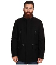 Cole Haan 534AW562 Men's Black Wool Lined Military Melton Carcoat Jacket Small - $84.74