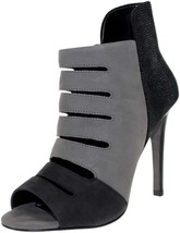 Rebecca Minkoff Reagan Womens Gray Leather Open Toe Ankle Heels Boots Shoes 10 - £56.62 GBP
