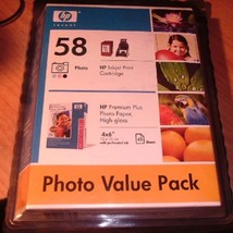 Photo HP 58 Inkjet Cartridge Photo Plus Pack w Glossy Paper and Ink Cart... - £6.74 GBP