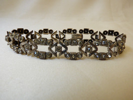 VTG Deco sterling silver &amp; Crystal link tennis bracelet 7&quot; long - £69.14 GBP