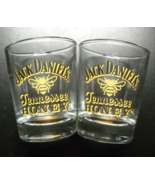 Jack Daniels Shot Glasses Tennesse Honey Set Of Two Clear Glass With Honey Bees - $13.99