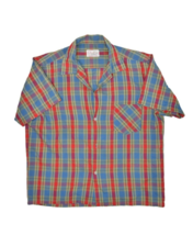Vintage Plaid Shirt Mens L Short Sleeve Button Single Needle Master Built Japan - £11.51 GBP
