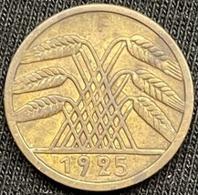 1925 E Germany  Weimar Republic 5 Reichspfennig Wheat Ears Coin - $6.93