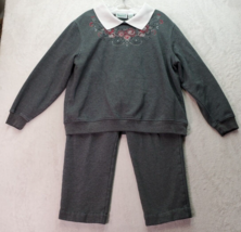 2 Piece Set Shenanigans Sweatshirt &amp; Sweatpants Womens L Gray Floral Emb... - $22.98