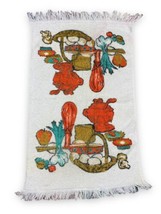 Vintage 70s MCM Kitchen Gadgets Fondue Flower Dish Towel Retro Fringe 16... - $10.89