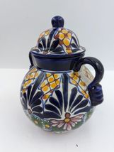 Handpainted  Mexican Folk Art Lidded Jar Castillo Hecho En Mexico Talavera (?) image 9