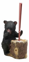 Rustic Whimsical Black Bear Stinky Potion Toilet Brush And Holder Set Figurine - £48.10 GBP