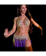 Made to Order Crystal Belly Dance Costume: Purple Performance Outfit - $659.00