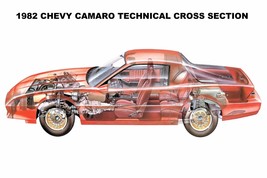 1982 Chevy Camaro Technical cross section  24 x 36 INCH POSTER, sports car - £16.16 GBP