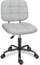 Armless Home Office Desk Chair With Wheels, Modern Ergonomic, Light Grey - $77.93