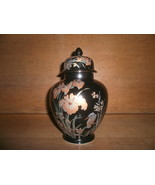  Black Japanese Ginger Jar by &quot;  Action &quot; Pretty Floral &amp; Bird Painting - £15.73 GBP