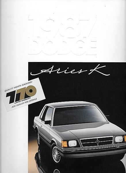 1987 Dodge ARIES K sales brochure catalog US 87 LE - $6.00