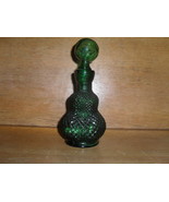 Green Diamond Cut Glass Vase , Round Lid - £15.73 GBP