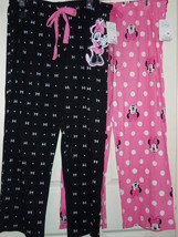 Disney Minnie Mouse Ladies Lounge Pants Sleepwear PJ&#39;s Pink Black L XL X... - $49.95