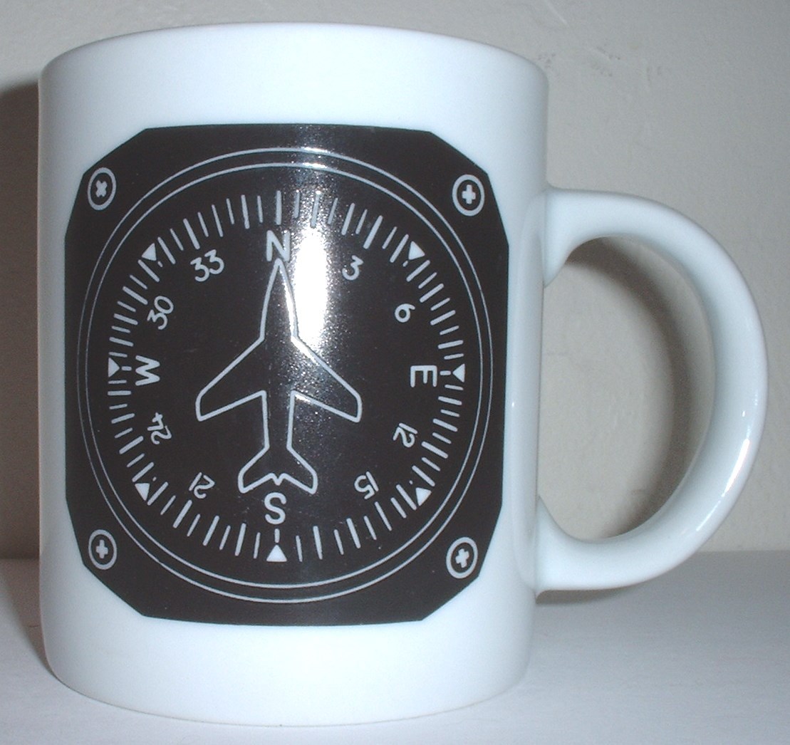 ceramic coffee mug: aircraft compass gyrocompass - $15.00