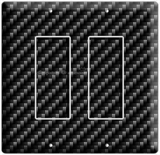 CARBON FIBER STYLE DOUBLE GFCI LIGHT SWITCH COVER WALL PLATE GARAGE MAN CAVE ART