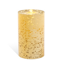 Darice Luminara Flameless Candle Unscented Gold Mercury Glass Cylinder 6 Inches - £114.33 GBP