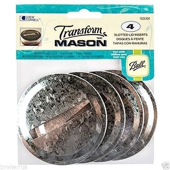 4 SLOTTED METAL LID TOP INSERTS Transform Mason Canning Jar piggy bank 1... - $23.01