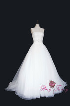 Rosyfancy Modest Strapless Beads And Lace Accented Waist Bridal Ball Gown - £335.72 GBP