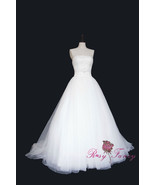 Rosyfancy Modest Strapless Beads And Lace Accented Waist Bridal Ball Gown - £332.83 GBP