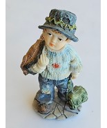 Vintage School Boy With Coat Over Shoulder Resin Figurine Hand Painted 6&quot; - €10,49 EUR