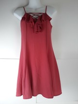 Black Swan Womens Shift Dress Red Zip Ruffle Criss Cross Front Spaghetti... - $261.13 MXN