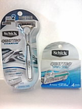 New Schick Quattro Titanium Razor With 2 Cartridges + Extra 4 Pack Cartr... - $17.00