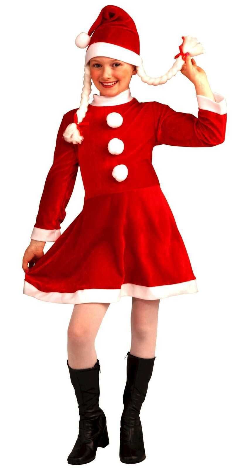 LITTLE MISS SANTA'S HELPER GIRLS CHRISTMAS HOLIDAY COSTUME SIZE MEDIUM (8-10) - £20.01 GBP