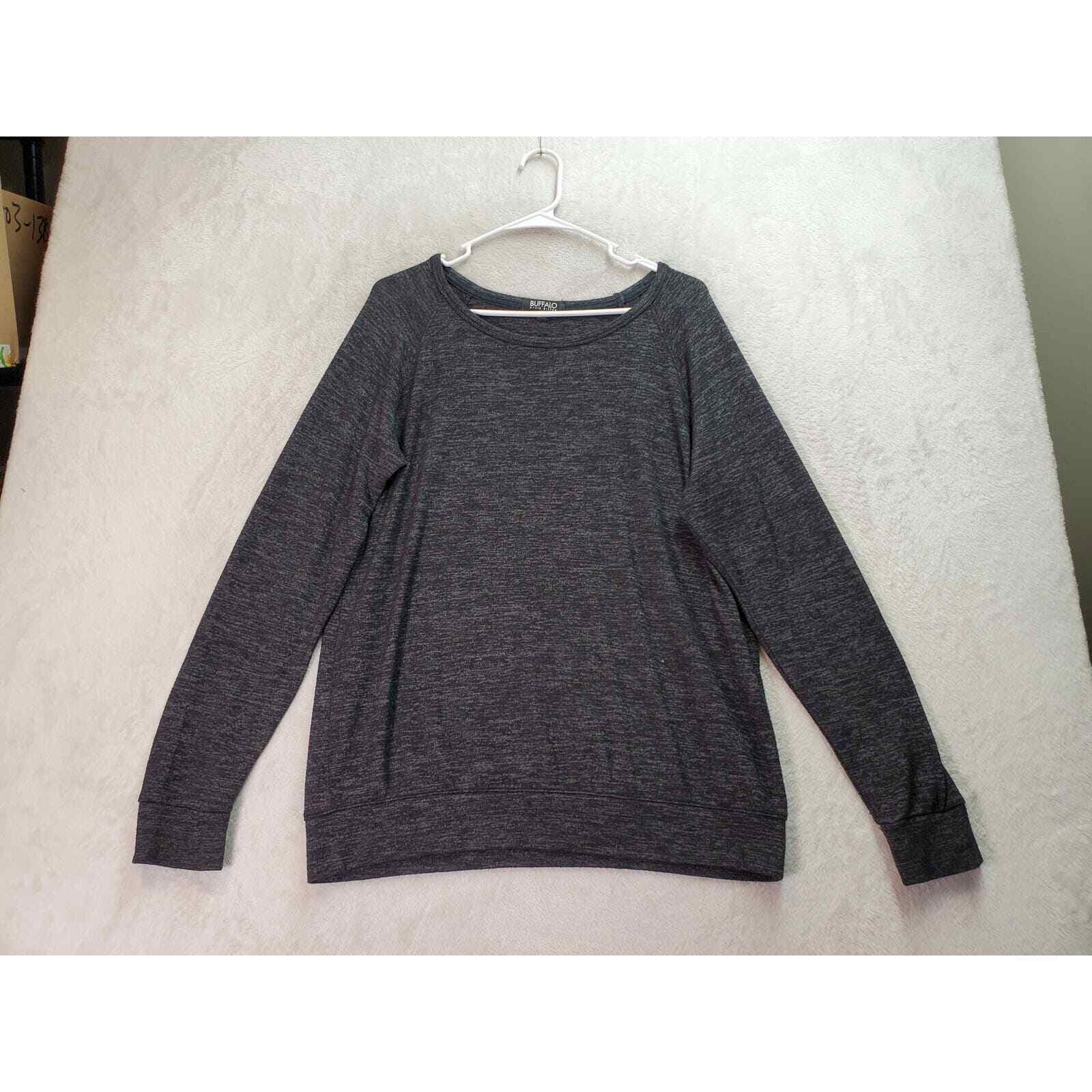 Buffalo David Bitton Sweater Womens Medium Dark Gray Knit Long Sleeve Ro... - $21.09
