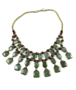 Chunky 17&quot; bib fashion Necklace with green beads handmade in Pakistan - £17.22 GBP