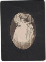 Antique Cabinet Card Photo Baby in Victorian Gown - USA -  w/ Name on back - £6.45 GBP