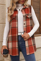 Plaid Button Up Vest Coat - £18.55 GBP