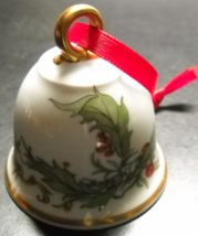 Hutschenreuther Bell Christmas Ornament Porcelain Holly Leaves Berries Germany - £5.40 GBP