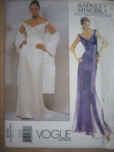 Vogue Badgley Mischka Off Shoulder Gown &amp; Train w Shawl Size 6-8-10 Pattern 2134 - £15.71 GBP