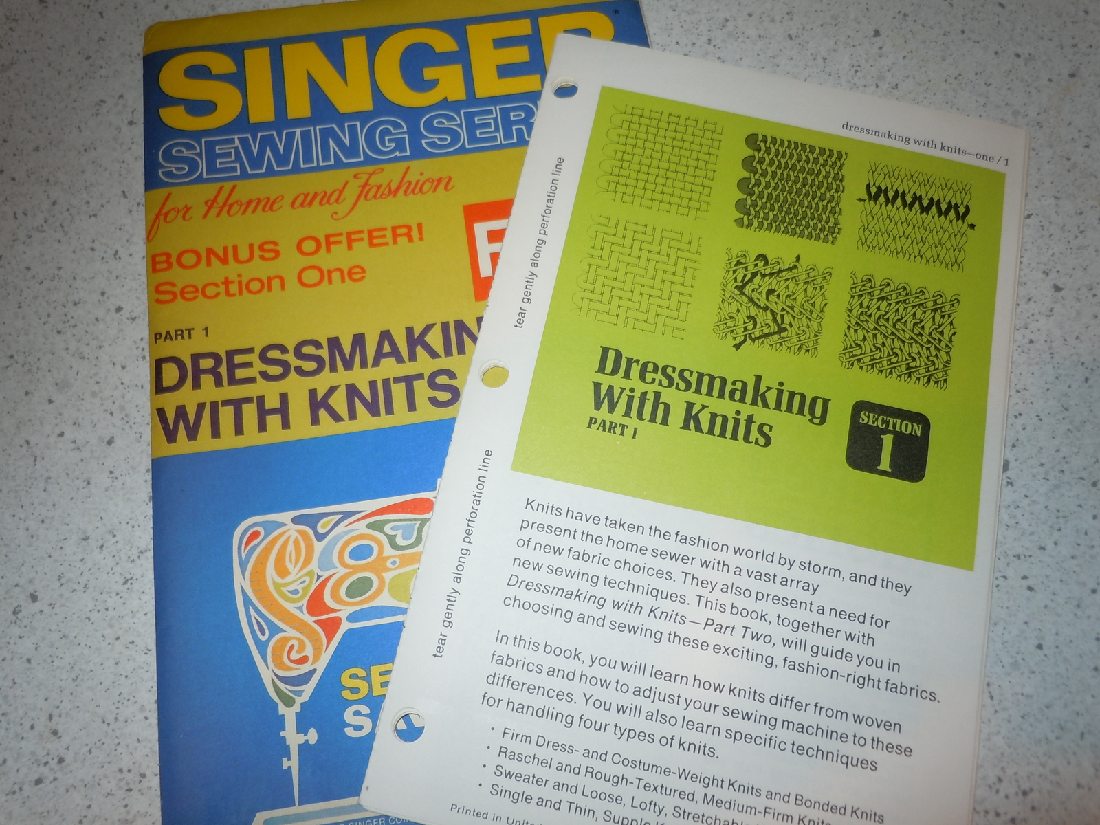 Vintage Singer Sewing Series Dressmaking With Knits Part 1 Dated 1972 - $2.99